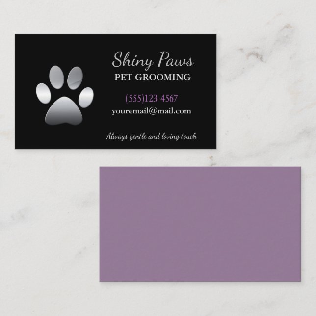 Tarjeta de presentación de Mascota Grooming Dog Pa (Anverso / Reverso)