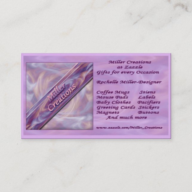 Tarjeta de presentación de Miller Creations (Anverso)