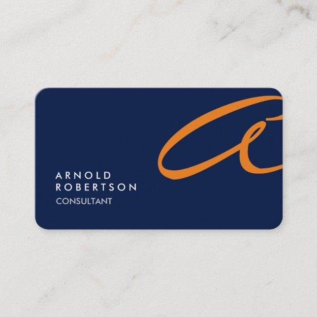 Tarjeta de presentación de moda azul simple monogr (Anverso)