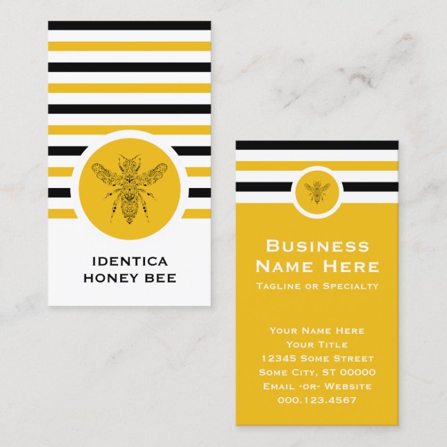 Tarjeta de presentación de Moda rayada HONEY BEE (Anverso / Reverso)