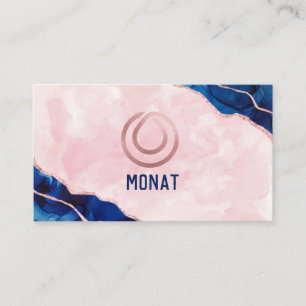 Tarjeta de presentación de Monat Azul Rosado y Rea