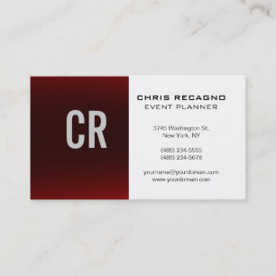 Tarjeta de presentación de Monograma Blanco Rojo