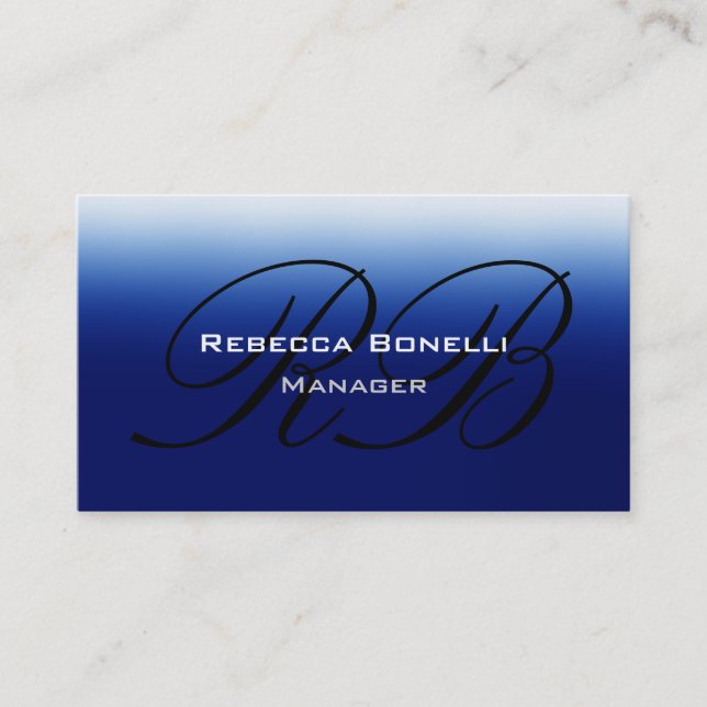 Tarjeta de presentación de Monograma de Blue Black (Anverso)