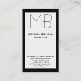 Tarjeta de presentación de monograma de borde blan