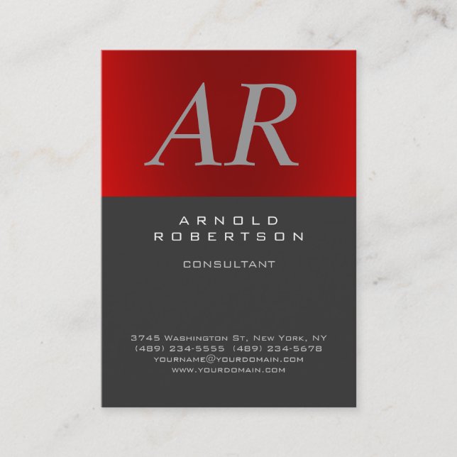 Tarjeta de presentación de monograma de gris cursi (Anverso)