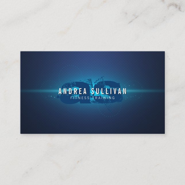 Tarjeta de presentación de Monograma de Grunge Azu (Anverso)