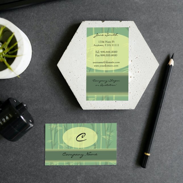 Tarjeta de presentación de monograma de Moda asiát (Asian Chic Monogram Business Card)