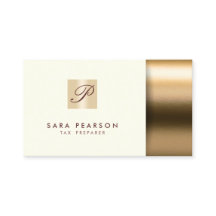 Tarjeta de presentación de monograma de oro elegan