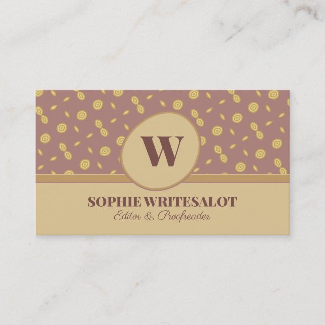 Tarjeta de presentación de monograma de patrones d (Anverso)