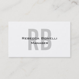 Tarjeta de presentación de Monograma Gris Blanco N