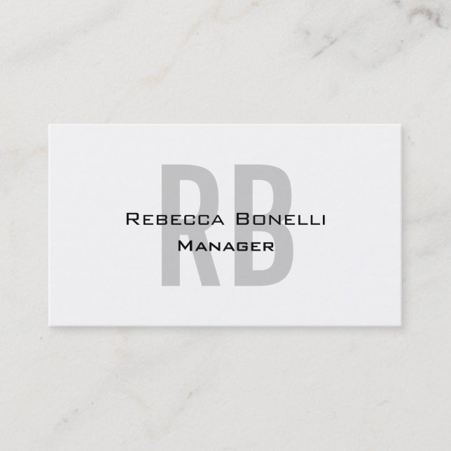 Tarjeta de presentación de Monograma Gris Blanco N (Anverso)