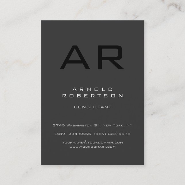Tarjeta de presentación de Monograma Gris Negro Es (Anverso)