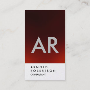 Tarjeta de presentación de Monograma Rojo Oscuro