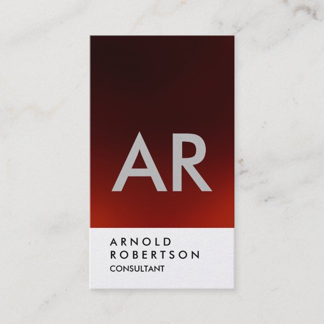 Tarjeta de presentación de Monograma Rojo Oscuro (Anverso)