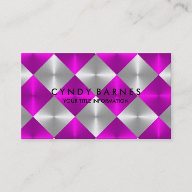 Tarjeta de presentación de mosaicos rosas y grises (Anverso)