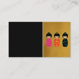Tarjeta de presentación de muñecas asiáticas
