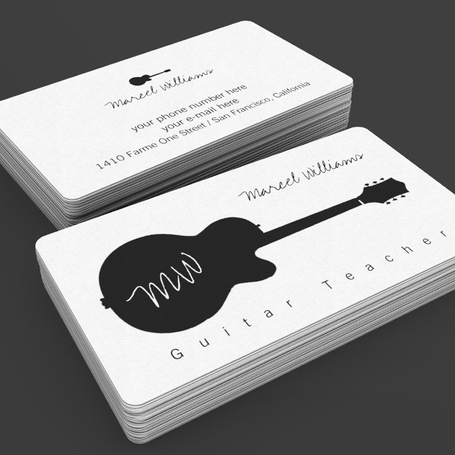 Tarjeta de presentación de música blanca con negro (Subido por el creador)
