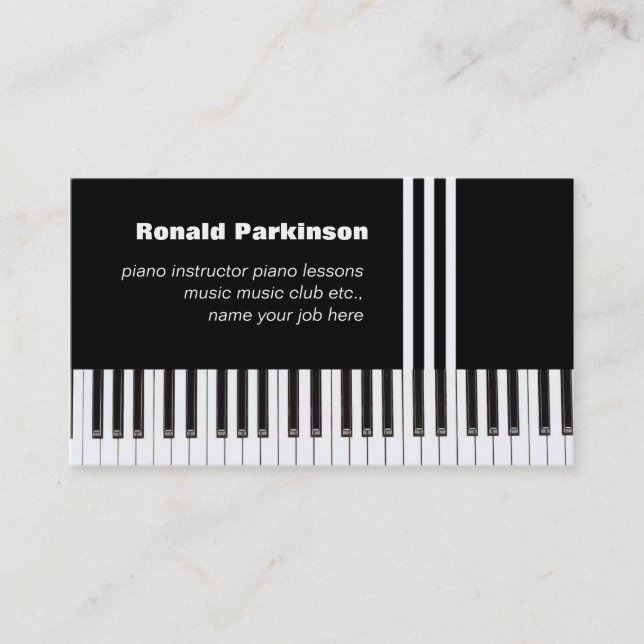 tarjeta de presentación de música de piano (Anverso)