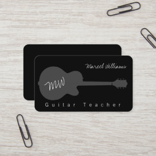 Tarjeta de presentación de música negra con guitar