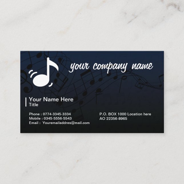 Tarjeta de presentación de música y música (Anverso)
