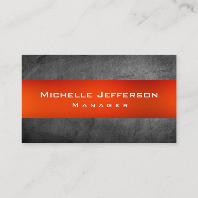 Tarjeta de presentación de naranja Chalkboard Gray (Anverso)