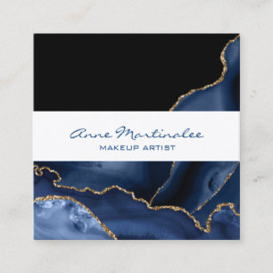 Tarjeta de presentación de Navy Agate Gold Square