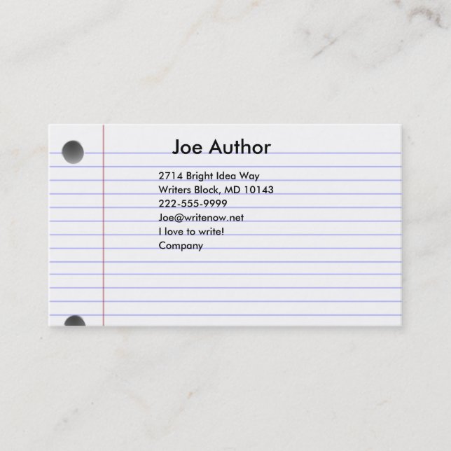 Tarjeta de presentación de Notecard (Anverso)