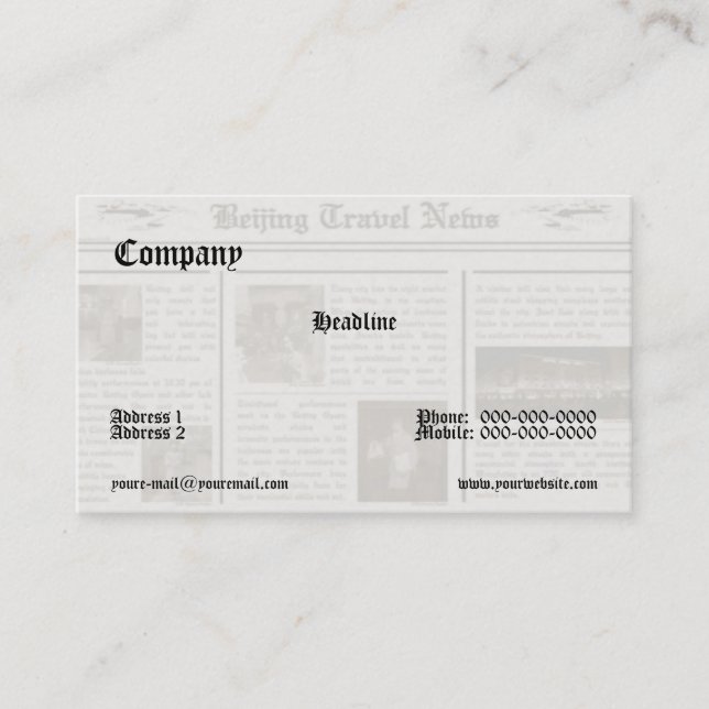 Tarjeta de presentación de noticias (Anverso)