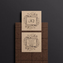 Tarjeta de presentación de papel kraft botánico mo