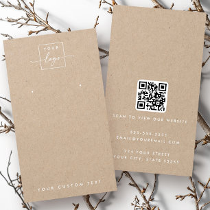 Tarjeta de presentación de papel QR Kraft con logo