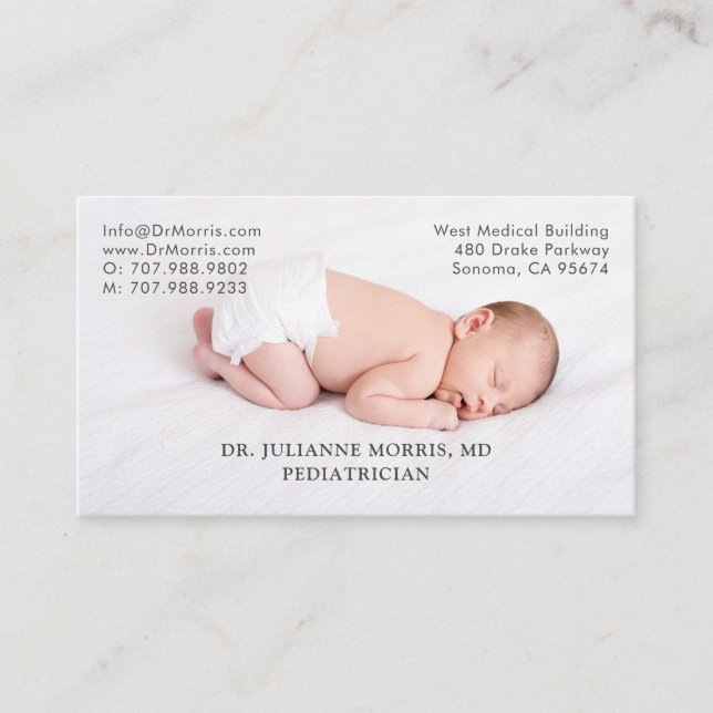 Tarjeta de presentación de pediatría para bebé rec (Anverso)