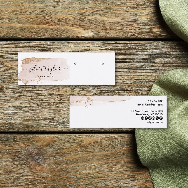Tarjeta de presentación de pendientes de acuarela  (Calligraphy modern watercolor Earring display card)