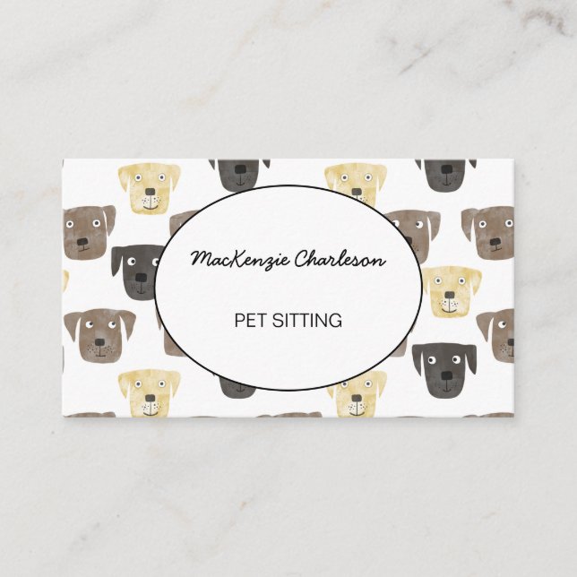 Tarjeta de presentación de perro de mascota sentad (Anverso)