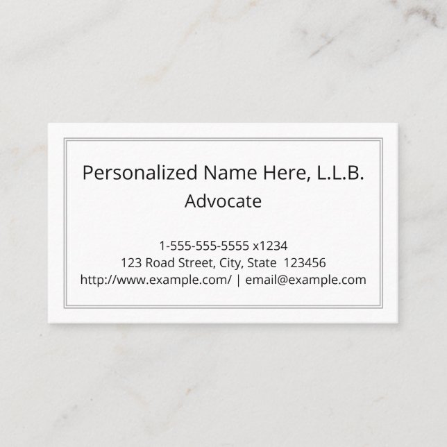 Tarjeta de presentación de personalizable Advocate (Anverso)