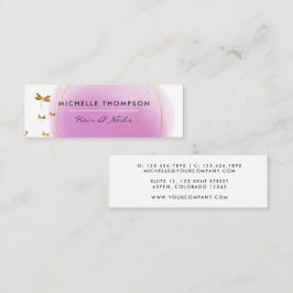 Tarjeta de presentación de pinceles morados y dora