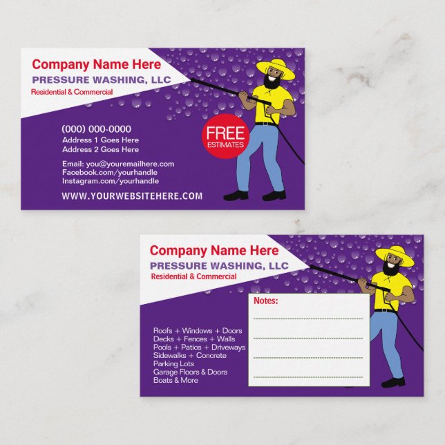 Tarjeta de presentación de plantilla de lavado y l (Anverso / Reverso)