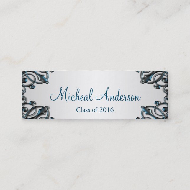 Tarjeta de presentación de plata elegante de la (Anverso)