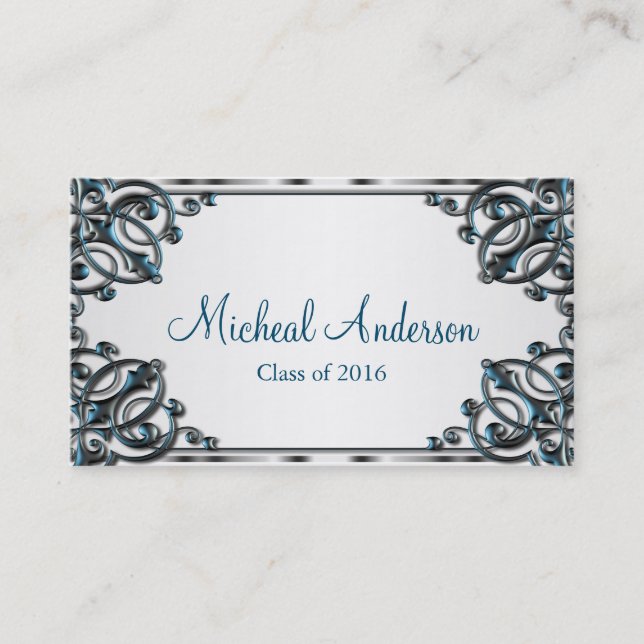 Tarjeta de presentación de plata elegante de la (Anverso)
