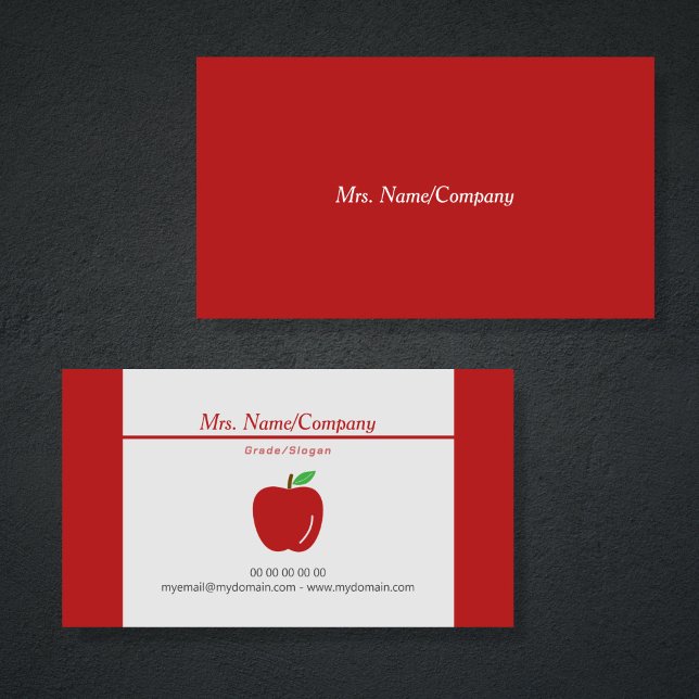 Tarjeta de presentación de profesores de Apple roj (Red Apple Teacher Business Card)