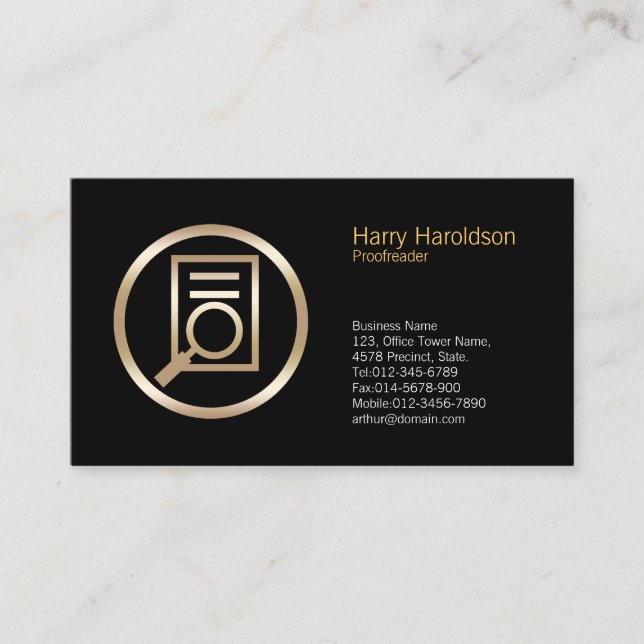 Tarjeta de presentación de prueba de documentos de (Anverso)