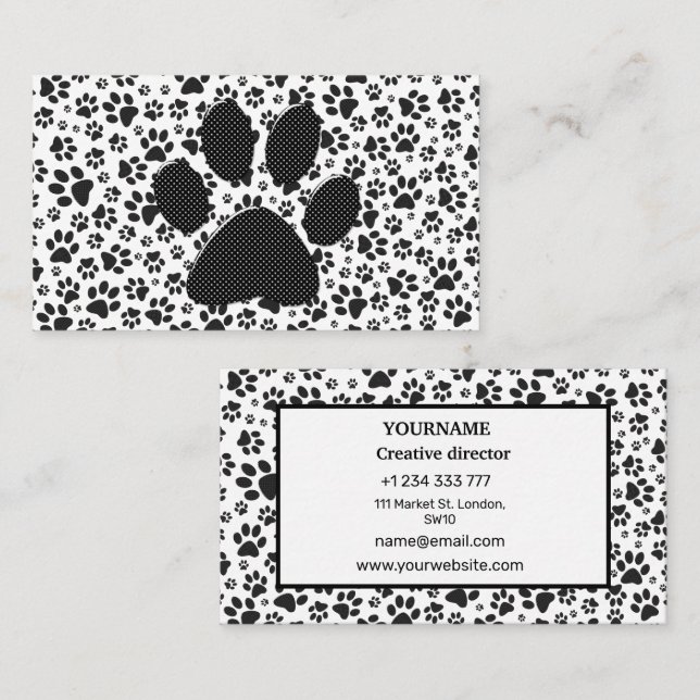 Tarjeta de presentación de puntos de polka blanco  (Anverso / Reverso)