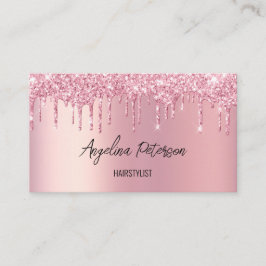 Tarjeta de presentación de Purpurina de goteo rosa