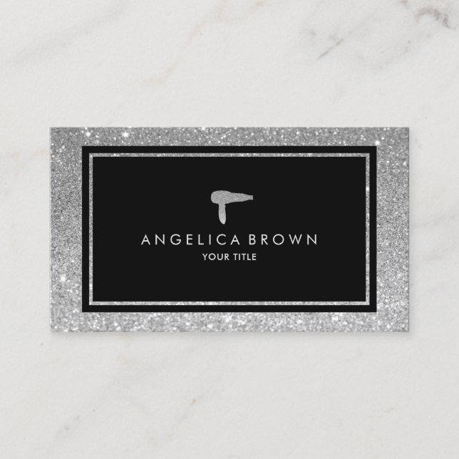 Tarjeta de presentación de Purpurina Faux Silver H (Anverso)