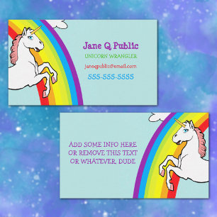 Tarjeta de presentación de Rainbow de Unicorn
