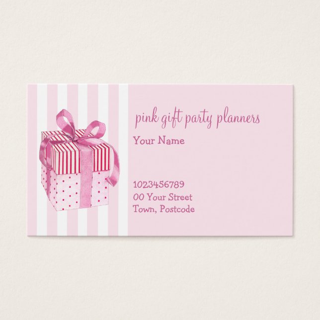 Tarjeta de presentación de rayas de color rosa GIf (Frente)