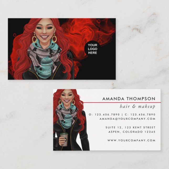 Tarjeta de presentación de Red Haired Woman (Anverso / Reverso)