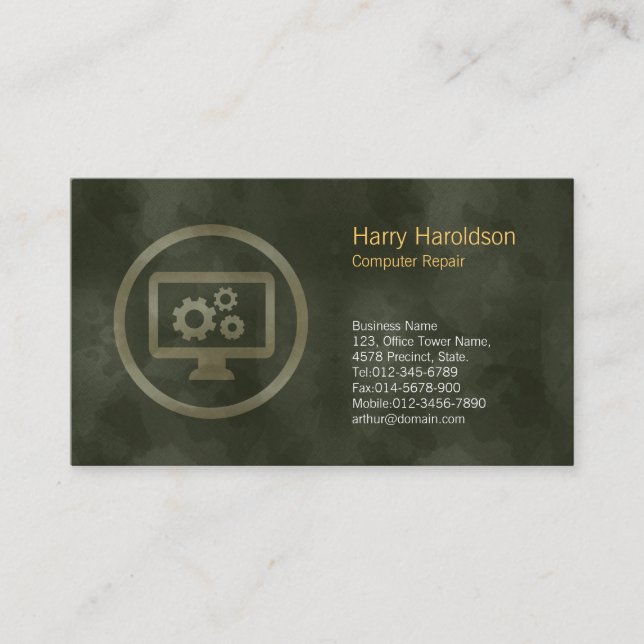 Tarjeta de presentación de reparación de equipos d (Anverso)