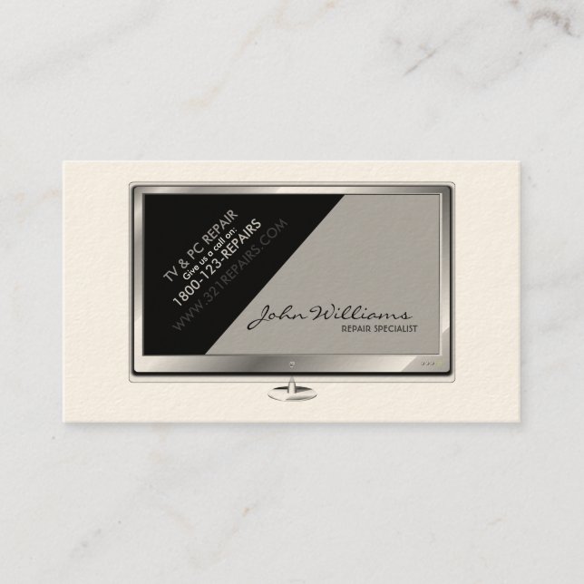 Tarjeta de presentación de reparación de TV y PC (Anverso)