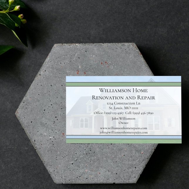 Tarjeta de presentación de reparación y renovación (Home Repair and Renovation Business Card)