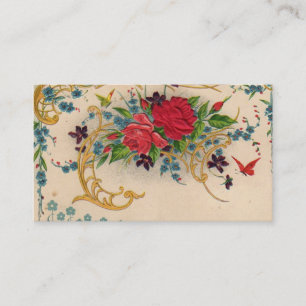 Tarjeta de presentación de rosas rojas victorianas